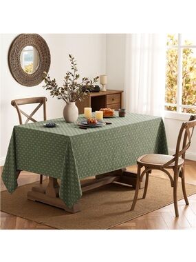 NEW MIULEE Olive Green Tablecloth Waterproof Spring Spillproof Cross-Star